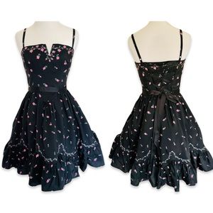NWOT Betsey Johnson Rosebud Garden Tea Party Dress in Black